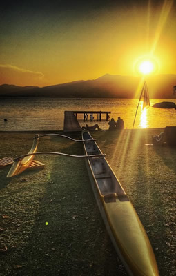 canoe and sunset